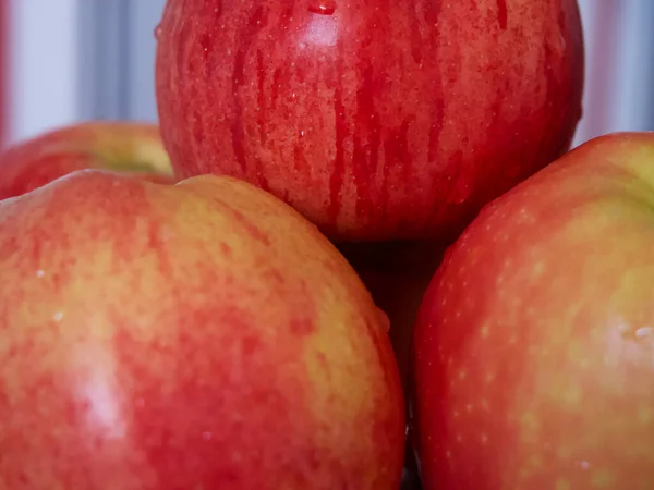 Mehrere Äpfel Der Gala Und Ligolsorten Eine Nahaufnahme — Stockfoto
