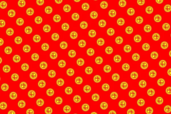 Kırgızistan 'ın ulusal bayrağının renklerinde geometrik desen. Kırgızistan 'ın renkleri.