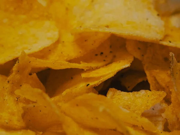 Spiced Potato Chips Close Shot Fried Potatoes — Stock Photo, Image