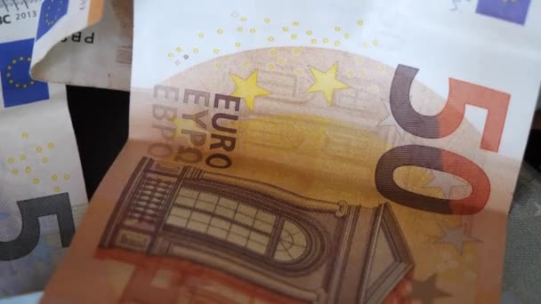 Billete Euros Vídeo Primer Plano Imagen Altamente Detallada Del Papel — Vídeo de stock