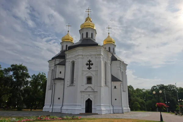 Cloudy Sky Orthodox Church Catherine Ukrainian City Chernihiv Example Baroque — Fotografia de Stock