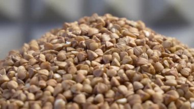 A bunch of buckwheat close-up. Highly detailed video.
