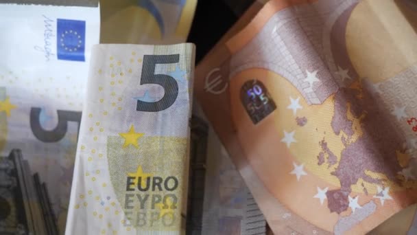 Euro Banknotes Close Paper Currency Different Euro Banknotes Turning — Vídeo de stock