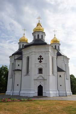 Ancient Ukrainian Orthodox Church. Ukrainian baroque architecture. Catherine's Church is a functioning church in Chernihiv, Ukraine. Church is distinguished by its five gold domes