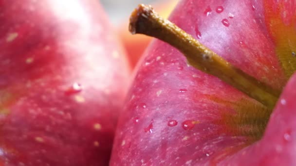 Beautiful Red Apple Close Highly Detailed Macro Video Full Format — Vídeo de Stock