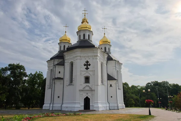 Cloudy Sky Ancient Church Catherine Ukrainian City Chernihiv Example Baroque — Stockfoto