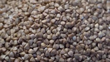 Market video arkaplan karabuğday yakın çekim kamera makro çekim önünde döner