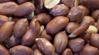 Kabukta kavrulmuş fıstık. Fıstıklar yakın çekim, detaylı video.