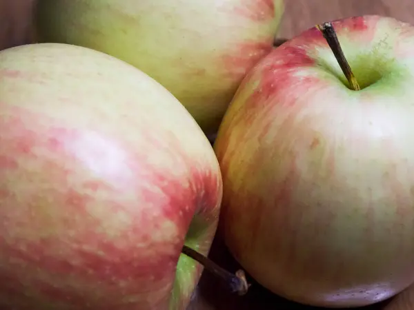 Ein Paar Reife Äpfel Eine Nahaufnahme Makrofoto Der Früchte — Stockfoto