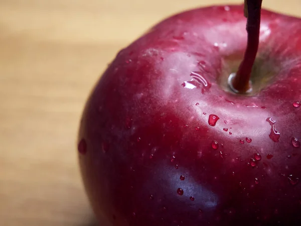 Water Droplets Red Apple Macro Shot Apple Red Chief Variety — Stock Photo, Image