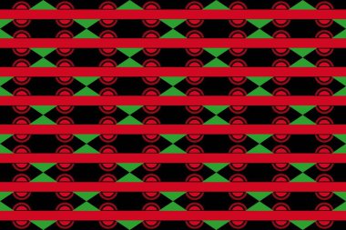 Malavi bayrağının renklerinde geometrik desen. Malavi 'nin renkleri.