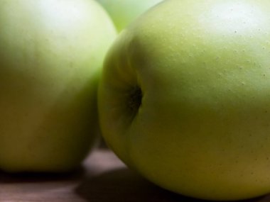 Reinette Simirenko 'nun yeşil elmaları, yakın plan..,