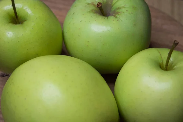 Renet Simirenko Grüne Äpfel Draufsicht Nahaufnahme Makroaufnahme Von Früchten — Stockfoto