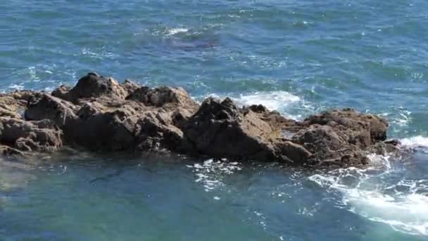 Calm Sea Surface Big Rocks Water Handheld Video — Stock video
