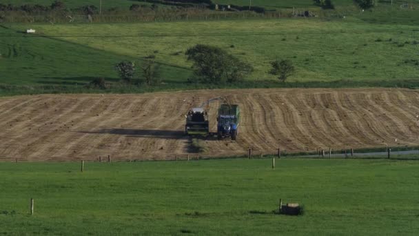 West Cork Ireland June 2022 Farmer Combine Harvester Processes Grass — Vídeo de stock