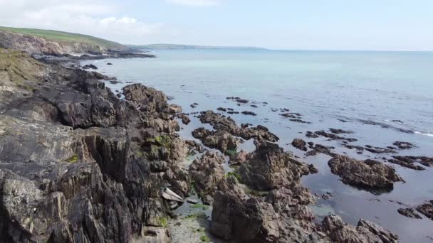 Huge Rocks Seashore Rocky Seashore Aerial View Static Camera — Vídeo de Stock