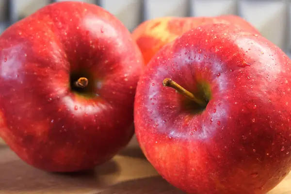 Several Ripe Red Apples Close Shot Beautiful Fruits — Stockfoto