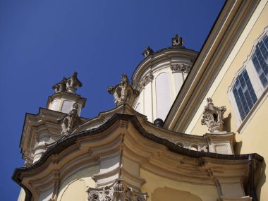 St. George's Cathedral is a baroque-rococo cathedral located in the city of Lviv. Beautiful Christian church. Fragment of the facade