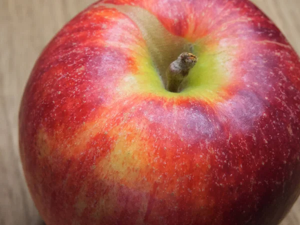 Single Large Ripe Gala Apple Close Shot Beautiful Fruit — Stockfoto