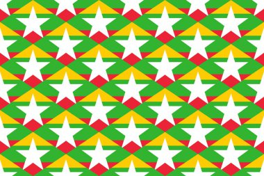 Geometric pattern in the colors of the national flag of Myanmar. The colors of Myanmar.