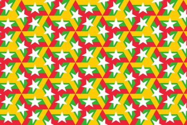 Geometric pattern in the colors of the national flag of Myanmar. The colors of Myanmar.