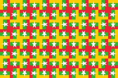Geometric pattern in the colors of the national flag of Myanmar. The colors of Myanmar.