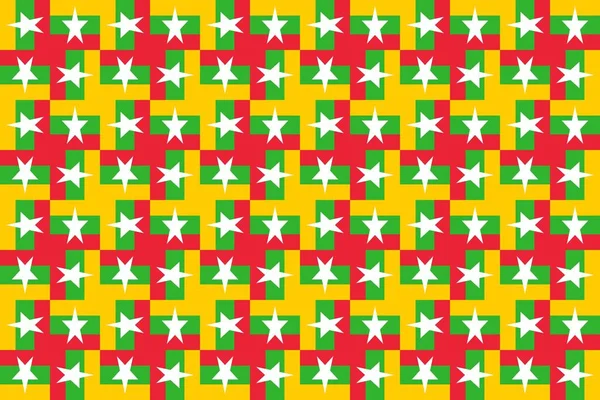 Geometric pattern in the colors of the national flag of Myanmar. The colors of Myanmar.