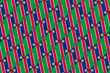 Geometric pattern in the colors of the national flag of Namibia. The colors of Namibia.