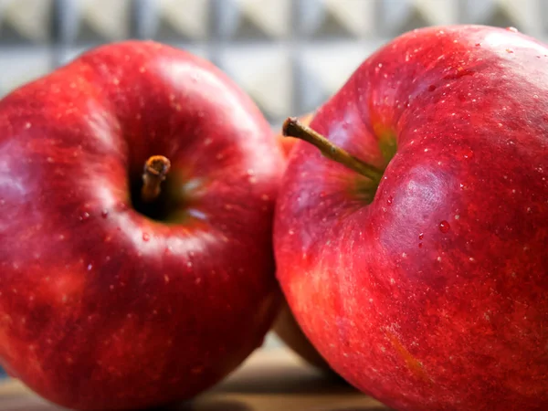 Several Ripe Red Apples Macro Shot Juicy Fruits — Stockfoto