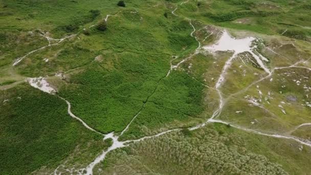 Sand Dunes Marram Grass Hilly Coast Atlantic Top View Picturesque — Vídeo de stock