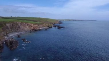 Sea coast, aerial view. Landscape of West Cork. The rocky shores of the Celtic Sea. Blue waters of the Atlantic, full hd format.