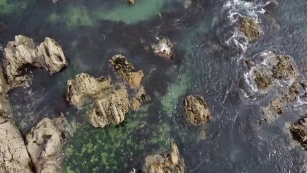 Huge Boulders Waves Seascape Drone Video Coast Celtic Sea Small — Stockvideo