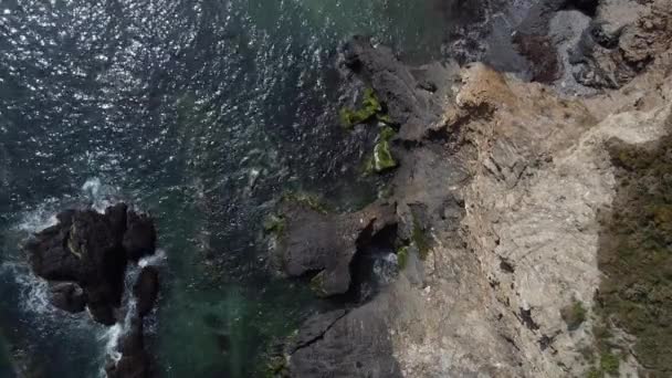 Aerial Top View Full Footage Drone Ocean Waves Break High — Vídeos de Stock