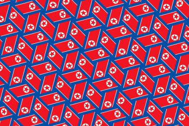 Kuzey Kore bayrağının renklerinde geometrik desen. Kuzey Kore 'nin renkleri.