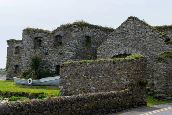 The ruins of an ancient stone building in the south of Ireland. Ancient European architecture. The ruins of Arundel Grain Store, near Clonakilty, West Cork.The 16th Century Grain Store.