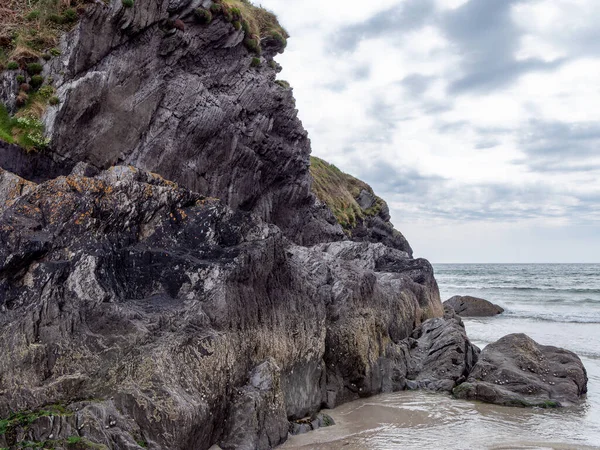 Czyste Klify Warren Beach Piękne Niebo Malownicze Wybrzeże Natura Irlandii — Zdjęcie stockowe