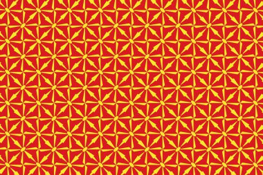 Kuzey Makedonya 'nın ulusal bayrağının renklerinde geometrik desen. Kuzey Makedonya 'nın renkleri.