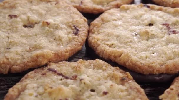 Biscuits Avoine Faits Maison Avec Chocolat Sur Une Vieille Table — Video