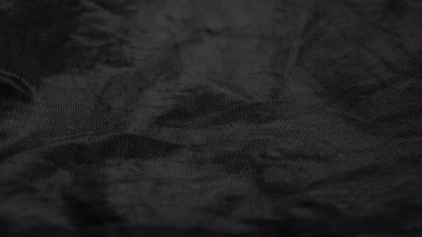 Black Wrinkled Textured Crumpled Grunge Material Abstract Dark Background Macro — Stock Video