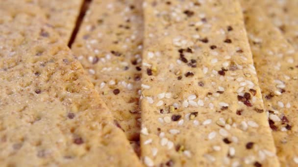 Crunchy Crispbreads Sesame Flax Seeds Healthy Dietary Meal Macro Rotation — Stock Video
