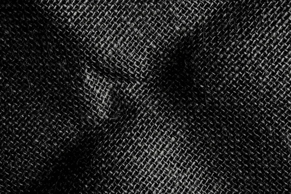 Black Rough Fabric Woven Burlap Fabric Textured Dark Background — Stock Photo, Image