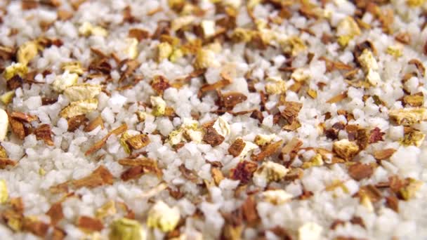 Salt Crushed Dry Lemon Cardamom Macro Rotation Herbal Dry Seasoning — Stock Video