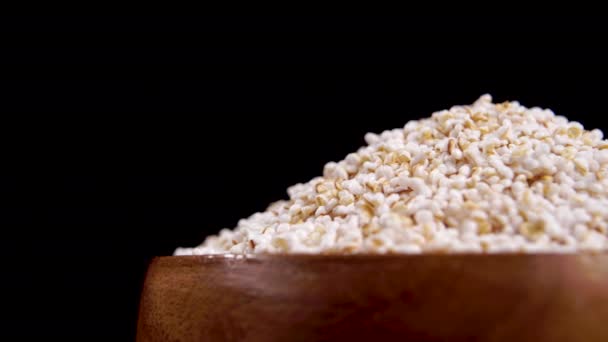 Granos Amaranto Picados Cuenco Completo Madera Con Copo Cereal Amaranto — Vídeo de stock