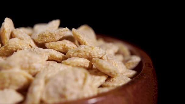 Copos Sin Gluten Cereales Quinua Tazón Madera Rústico Desayuno Seco — Vídeo de stock