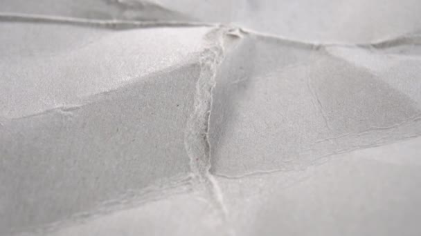 Textura Arrugada Rasgada Papel Envolver Gris Borde Irregular Cartón Gris — Vídeos de Stock
