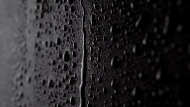 Spraying Clean Water Textured Vertical Dark Black Surface Slow Motion — Stock Video