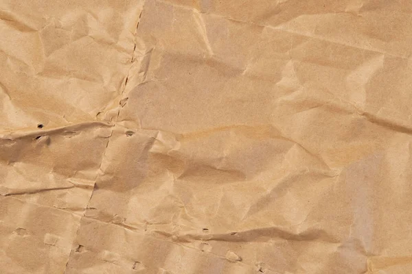 Recycled Wrapping Wrinkled Paper Texture Crumpled Crushed Grunge Brown Package — Stock Photo, Image