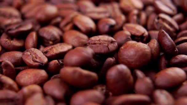 Rostade Arabica Kaffebönor Faller Slow Motion Arabisk Aromatisk Dryck Ingrediens — Stockvideo