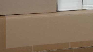Used cardboard boxes for parcel delivery close-up