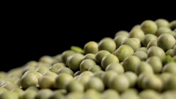 Uncooked Dried Whole Green Peas Black Macro Rotation — Stock Video